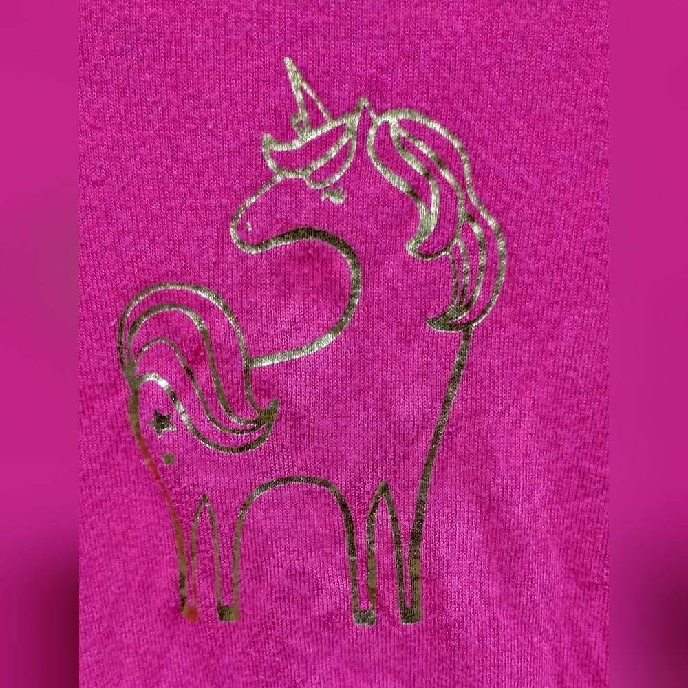 Cat & Jack 3T Toddler Girl's Cozy Foil Unicorn Long Sleeve T-shirt Babydoll Top - Picture 6 of 7